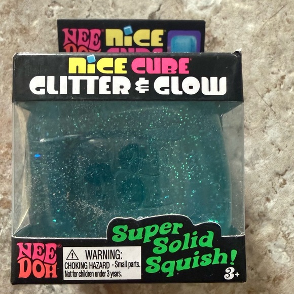 Schylling Other - NeeDoh Nice Cube Glitter & Glow Squish Toy - Teal
